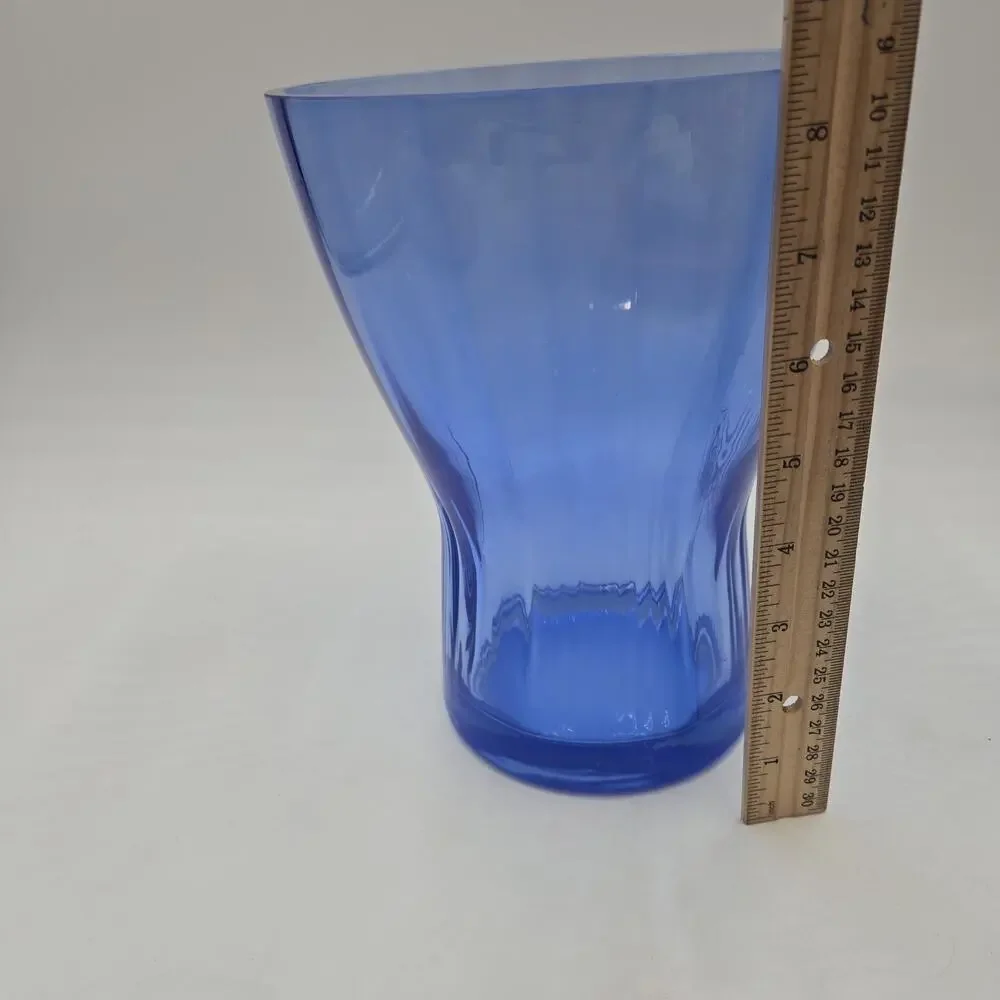 Vintage VILLEROY & BOCH Ribbed Blue Cobalt Large Glass Vase